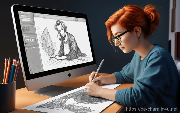 캐릭터디자인 자격증 학습 계획 작성법 - **Prompt 1: Digital Character Creation in a Modern Studio**
    "A female character designer in her ...