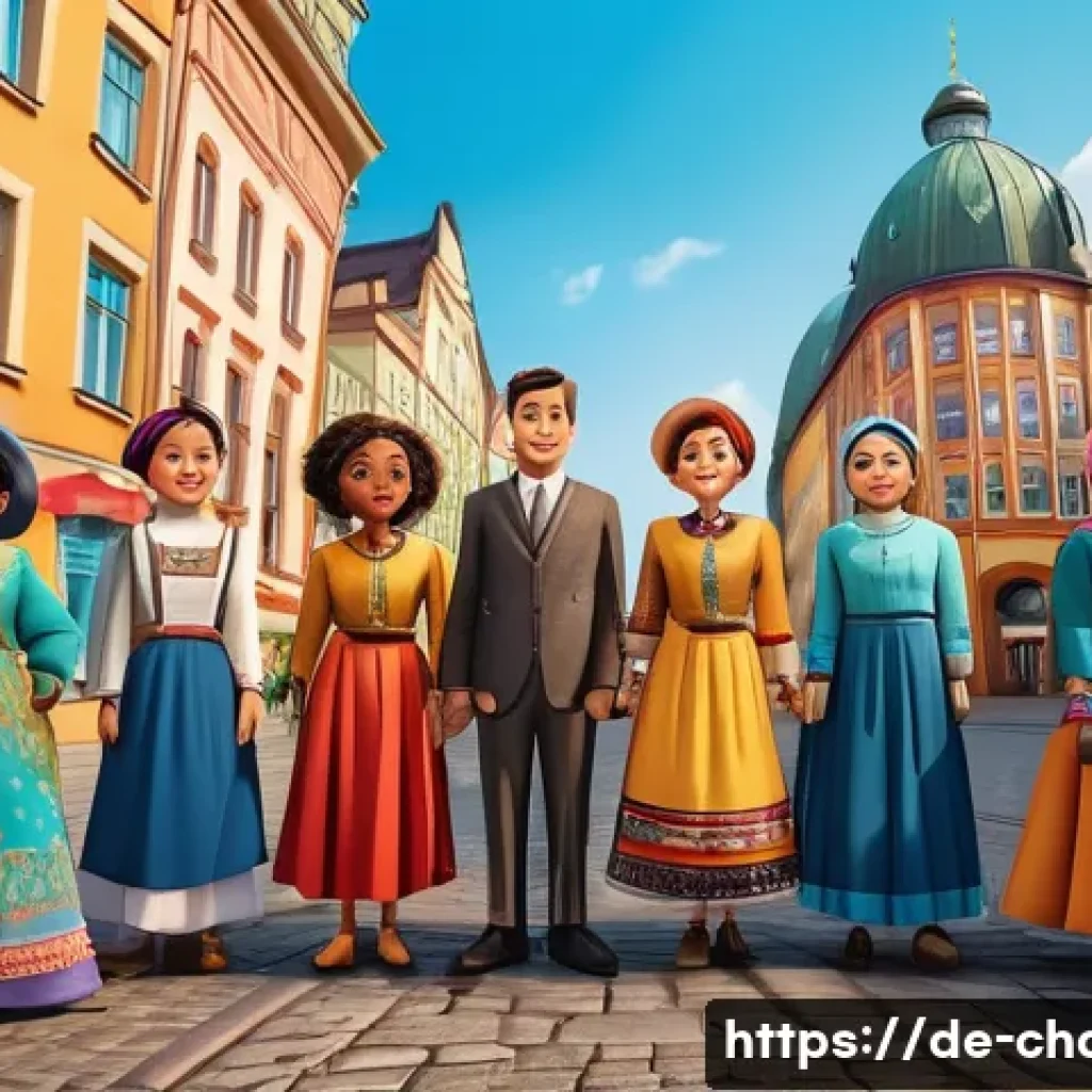 캐릭터디자이너로서의 글로벌 동향 이해 - A culturally diverse group of animated characters standing together in a vibrant cityscape inspired ...