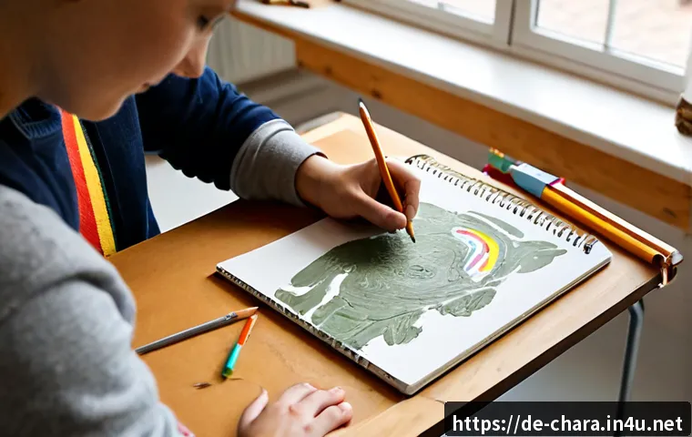 캐릭터디자인 학습에서의 창의적 접근법 - Photorealistic creative character design workshop in a bright German art school studio, adult studen...